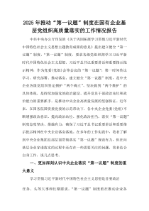 (整理)2025年推动“第一议题”制度在国有企业基层党组织高质量落实的工作情况报告