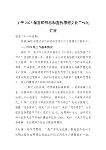(整理)关于2025年意识形态和宣传思想文化工作的汇报