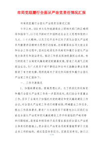 市局党组履行全面从严治党责任情况汇报