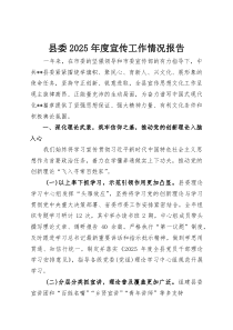 (整理)县委2025年度宣传工作情况报告