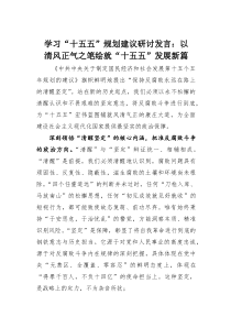 (整理)学习“十五五”规划建议研讨发言：以清风正气之笔绘就“十五五”发展新篇