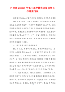 区审计局2025年第三季度转作风提效能工作开展情况