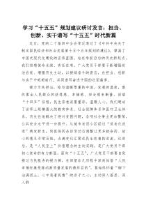 (整理)学习“十五五”规划建议研讨发言：担当、创新、实干谱写“十五五”时代新篇