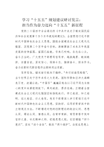 (整理)学习“十五五”规划建议研讨发言：担当作为奋力迈向“十五五”新征程