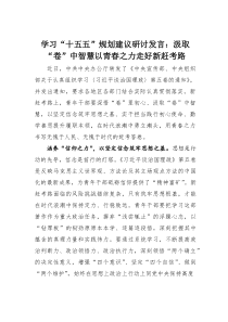 (整理)学习“十五五”规划建议研讨发言：汲取“卷”中智慧以青春之力走好新赶考路