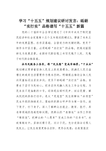 (整理)学习“十五五”规划建议研讨发言：砥砺“实打实”品格谱写“十五五”新篇