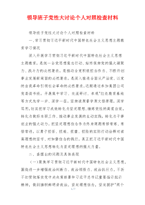 领导班子党性大讨论个人对照检查材料
