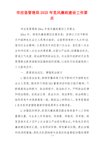 市应急管理局202X年党风廉政建设工作要点
