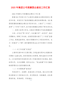 2025年集团公司清廉国企建设工作汇报