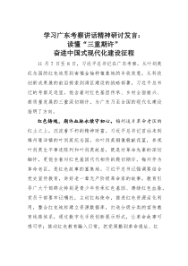 (整理)学习广东考察讲话精神研讨发言：读懂“三重期许”奋进中国式现代化建设征程