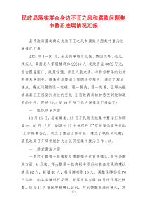 民政局落实群众身边不正之风和腐败问题集中整治进展情况汇报