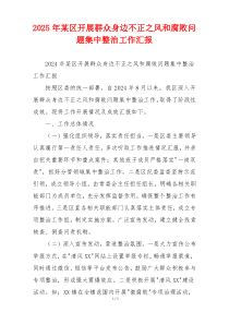 2025年某区开展群众身边不正之风和腐败问题集中整治工作汇报