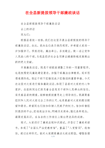 在全县新提拔领导干部廉政谈话