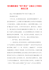 党风廉政建设“两个责任”及重点工作落实情况汇报