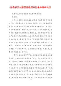 纪委书记对基层党组织书记集体廉政谈话