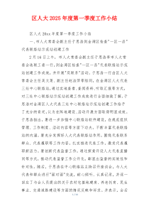 区人大2025年度第一季度工作小结