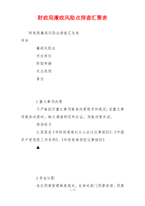 财政局廉政风险点排查汇聚表