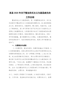 [整理]202X年整治形式主义为基层减负工作总结（XX县）