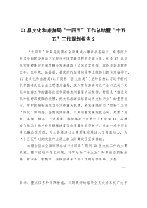 [整理]XX县文化和旅游局“十四五”工作总结暨“十五五”工作规划报告2