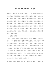 [整理]市农业农村局乡村振兴工作总结