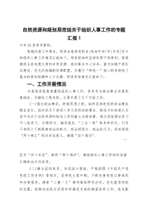 [整理]自然资源和规划局党组关于组织人事工作的专题汇报1