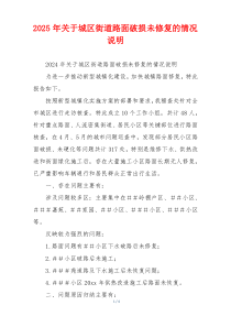 2025年关于城区街道路面破损未修复的情况说明