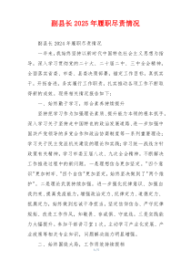 副县长2025年履职尽责情况