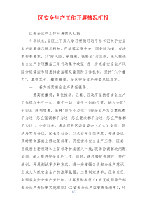 区安全生产工作开展情况汇报