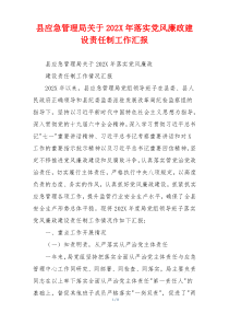 县应急管理局关于202X年落实党风廉政建设责任制工作汇报