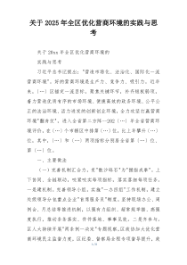 关于2025年全区优化营商环境的实践与思考