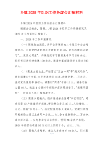 乡镇2025年组织工作务虚会汇报材料