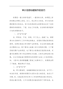 审计信息标题制作的技巧
