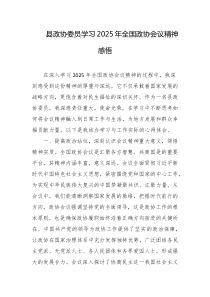 县政协委员学习2025年全国政协会议精神感悟