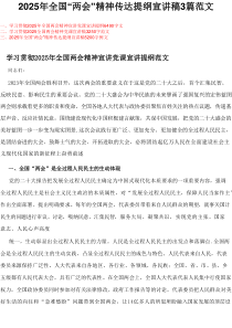 2025年全国“两会”精神传达提纲宣讲稿3篇范例