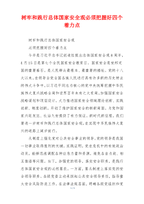 树牢和践行总体国家安全观必须把握好四个着力点