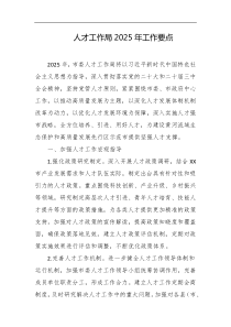 人才工作局2025年工作要点