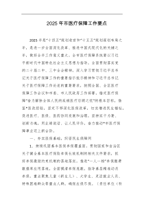 2025年市医疗保障工作要点