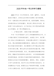 2025年中央一号文件学习感悟