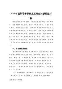 (参考)2025年度领导干部民主生活会对照检查材料
