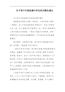 关于班子内部监督中存在的问题及建议