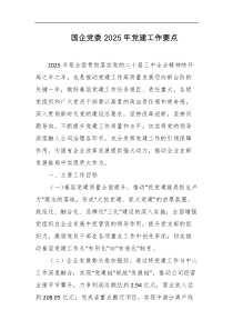 国企党委2025年党建工作要点