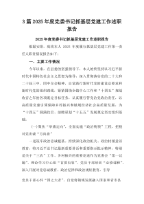 (参考)3篇2025年度党委书记抓基层党建工作述职报告