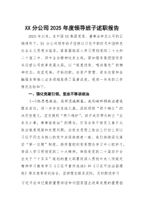 (参考)XX分公司2025年度领导班子述职报告