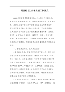 局党组2025年党建工作要点