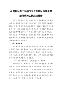 (参考)XX高新区关于环境卫生及乱堆乱放集中整治行动的工作总结报告
