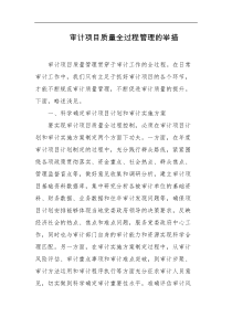 审计项目质量全过程管理的举措