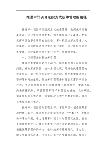 推进审计项目组织方式统筹管理的路径
