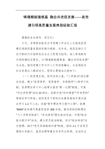 铸魂赋能强根基融合共进促发展县党建引领高质量发展典型经验汇报