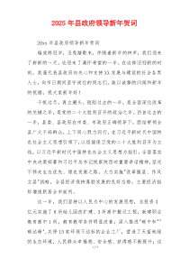 2025年县政府领导新年贺词