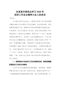 (参考)在某某市委传达学习2025年经济工作会议精神大会上的讲话